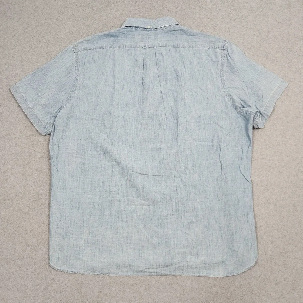 Ralph Lauren Shirt Mens XXL Blue Chambray Denim USA Flag Embroidered Western